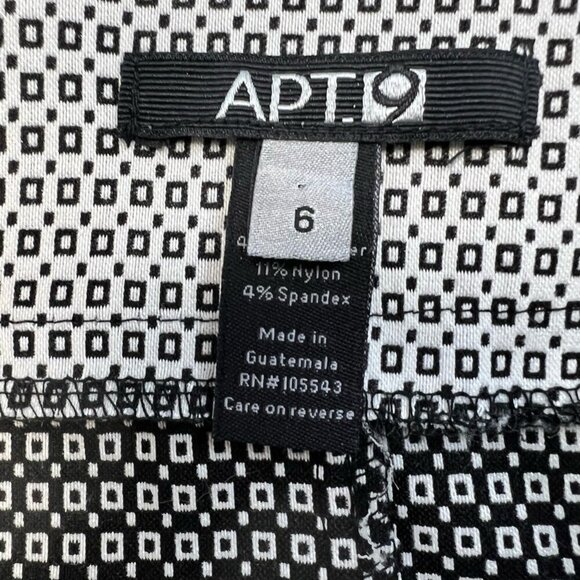 Apt. 9 Womens A Line Skirt Black White Geometric Stretch Side Slit Academia 6 - Picture 10 of 10